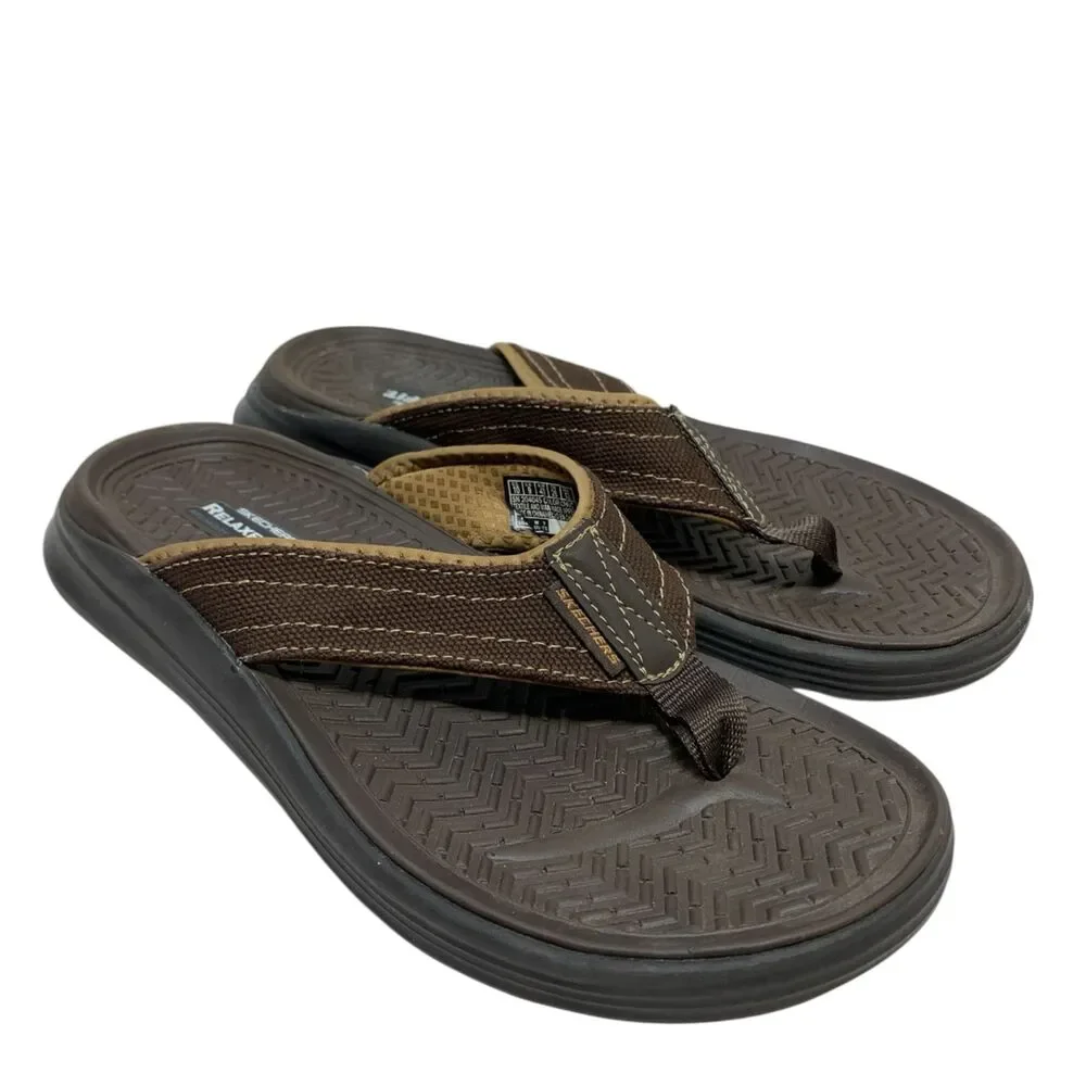 Skechers Sargo Wolters Brown Flip Flops Sandals Mens Size 10 204045‎